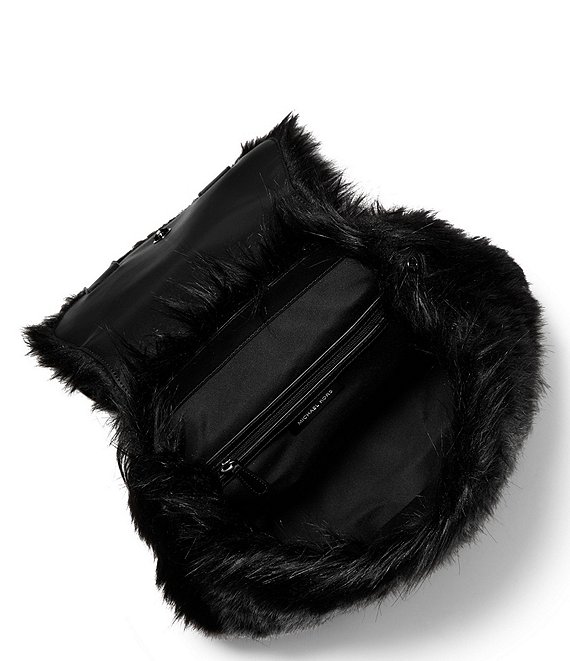 バッグ BLACK FUR BACKPACK Michael Kors Quinn Medium Faux Fur Flap Backpack | Dillard's