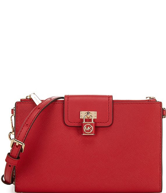 DKNY Women's Red Paige Removable Crossbody Strap Handled Adjustable Strap  Crossbody Handbag Purse