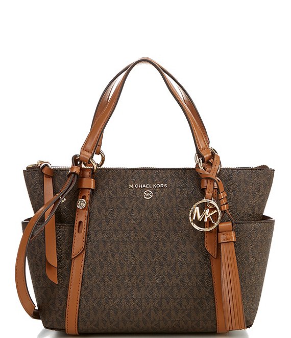 MICHAEL Michael Kors, Bags, Mk Signature Logo And Logo Charm Sullivan  Small Top Zip Convertible Tote Bag