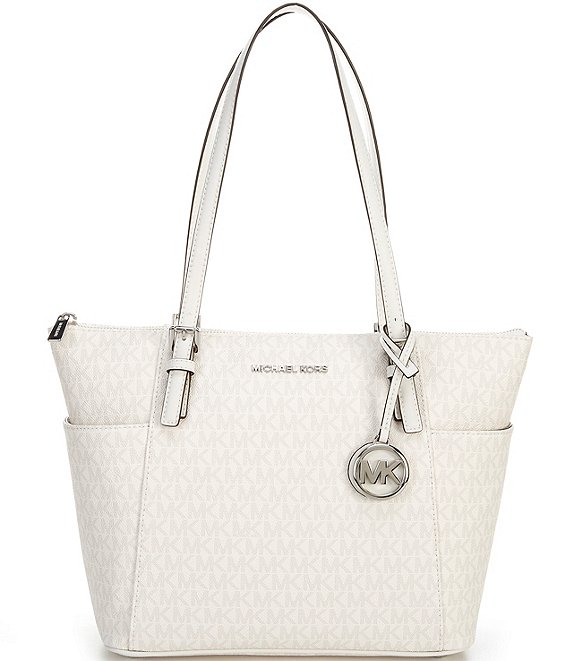 Michael Kors Silver Hardware Jet Set East West Top Zip Signature Logo Tote Bag Dillard s