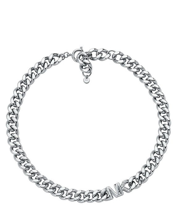 Michael Kors Silver Plated Statement Logo Collar Necklace | Dillard's