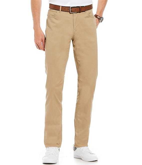 Color:Khaki - Image 1 - Slim-Fit Parker Stretch Flat Front Twill Pants