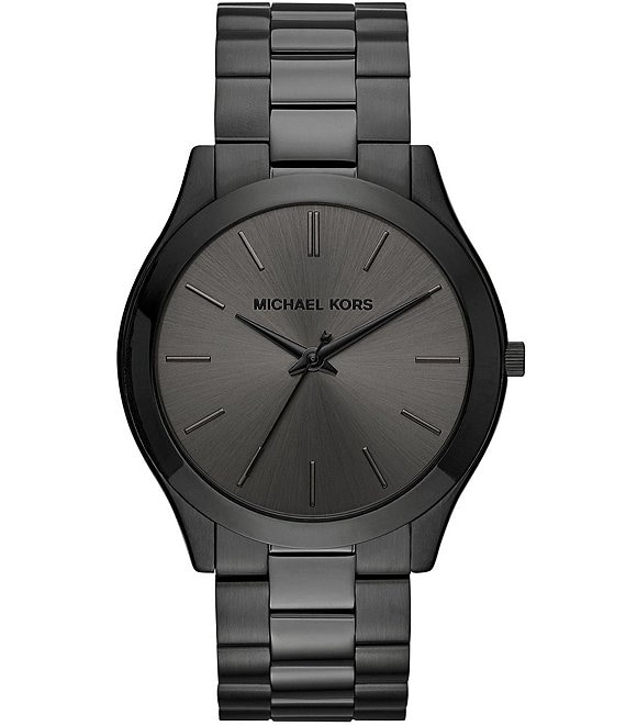 Color:Black - Image 1 - Slim Runway Black Analog Bracelet Watch