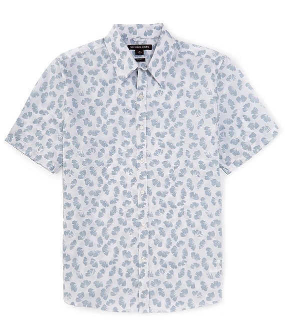 Michael Kors Slim-Fit Stretch Gingko Stamp Short Sleeve Woven Shirt ...