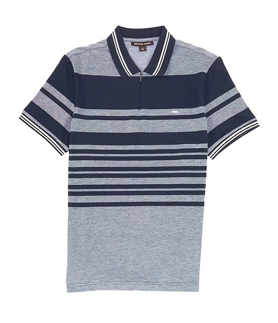 Michael Kors Stripe Birdseye Short-Sleeve Quarter-Zip Polo Shirt ...