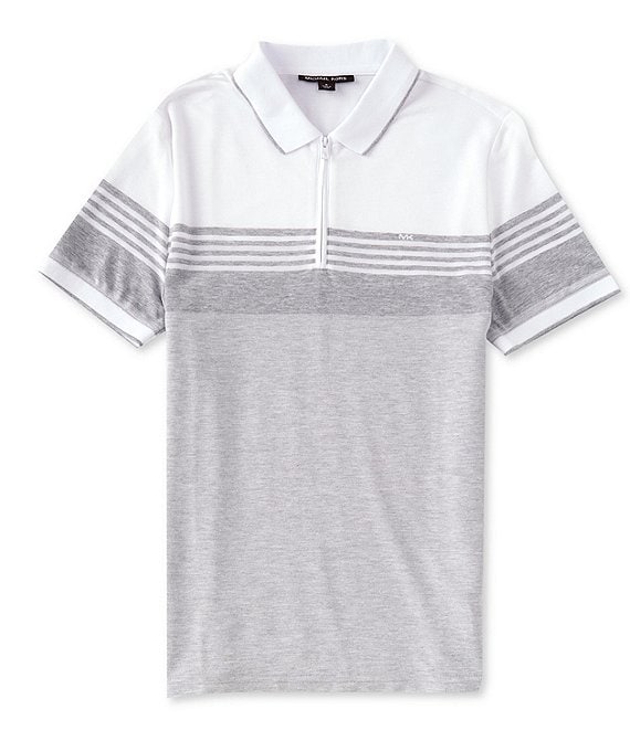 Michael Kors Stripe Quarter-Zip Short Sleeve Polo Shirt | Dillard's