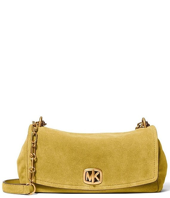Michael Kors Small Bryant Suede Turnlock Convertible Slouchy Shoulder Bag