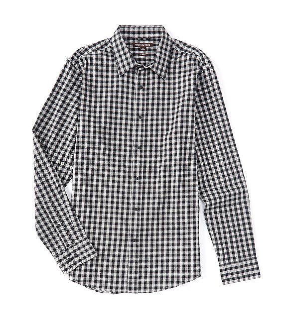 Color:Black/Bone - Image 1 - Warwick Check Long-Sleeve Woven Shirt