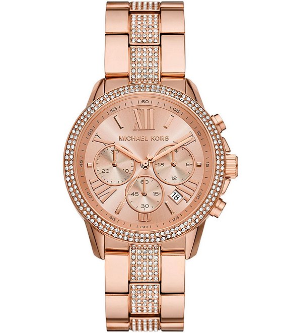 Michael Kors Women s Brynn Quartz Chronograph Rose Gold Tone Stainless Steel Bracelet Watch Dillard s