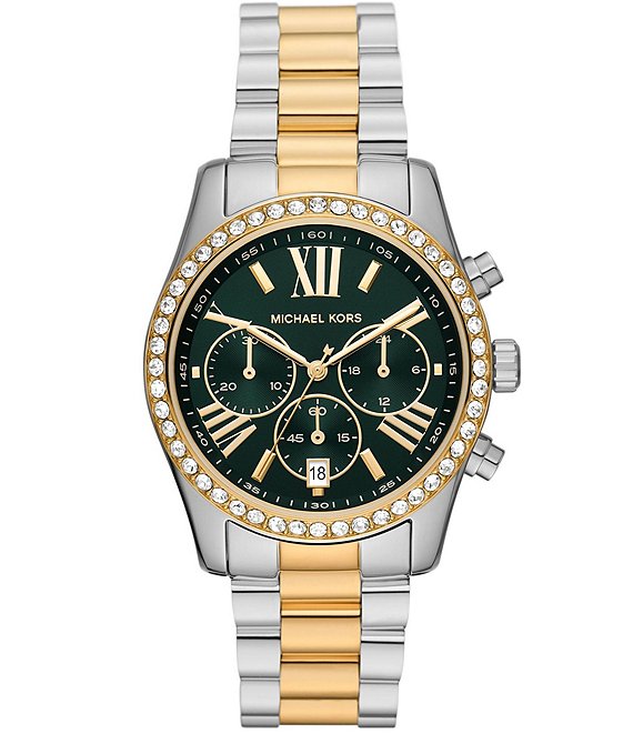 Michael Kors Womens Lexington Chronograph Two Tone Stainless Steel Bracelet Watch Dillards