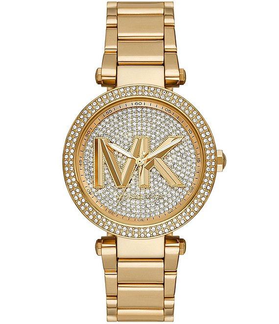 Michael Kors Women's Parker Analog Gold Stainless Steel Bracelet Watch ...