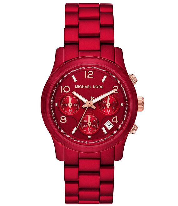Michael Kors Women's Runway Chronograph Red Coated Stainless Steel ...
