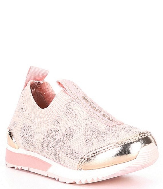 Color:Pink/Rose Gold - Image 1 - MICHAEL Michael Kors Girls' Allie Sock Slip-On Sneakers (Infant)