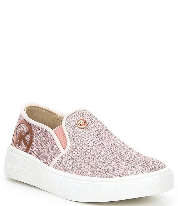 Color:Pink Multi - Image 1 - MICHAEL Michael Kors Girls' Jem Rachel Logo Detail Glitter Slip-On Sneakers (Infant)