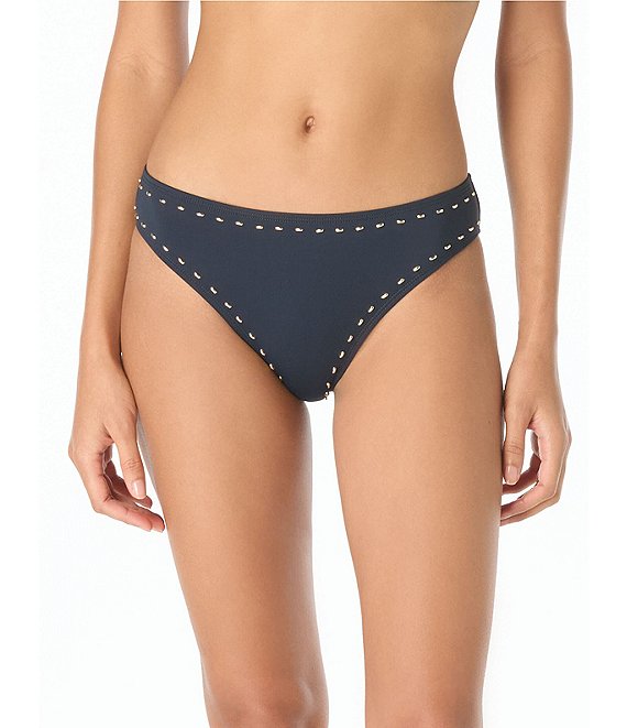 MICHAEL Michael Kors Half Moon Stud High Leg Hipster Swim Bottom