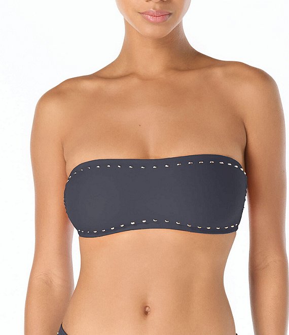 MICHAEL Michael Kors Half Moon Studs Bandeau Swim Top