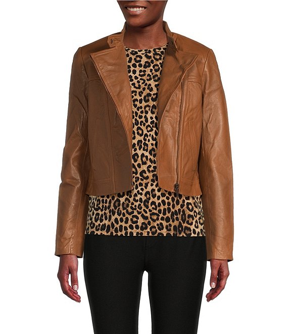 michael kors leather jacket with fur sleeves