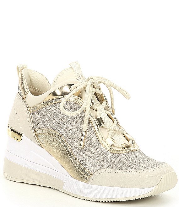 MICHAEL Michael Kors Lolly Glitter Fabric Lace-Up Wedge Trainers | Dillard's