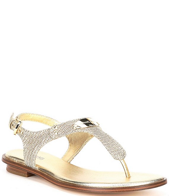 MICHAEL Michael Kors MK Plate Glitter Thong Sandals | Dillard's