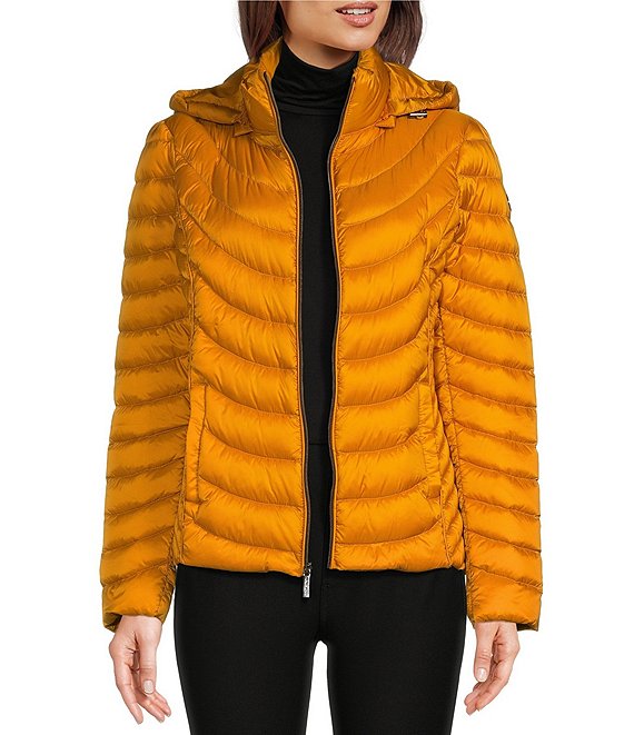 MICHAEL Michael Kors Packable Hooded Curve Down Quilted Coat | Dillard's