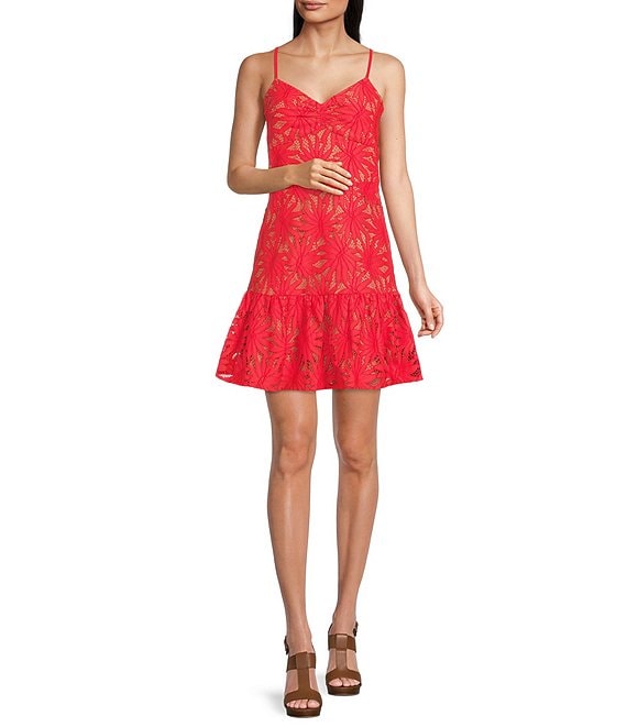 Geometric Floral Lace Dress  Michael Kors