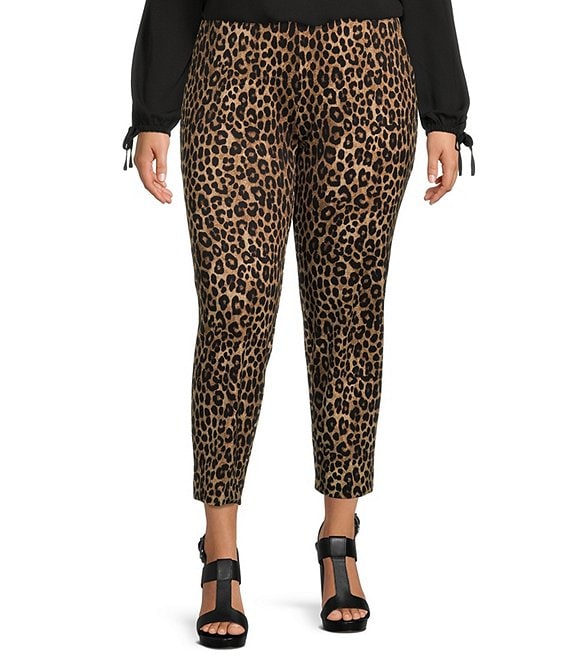 MICHAEL Michael Kors Plus Size Cheetah Print Ponte Knit Pull-On Slim ...