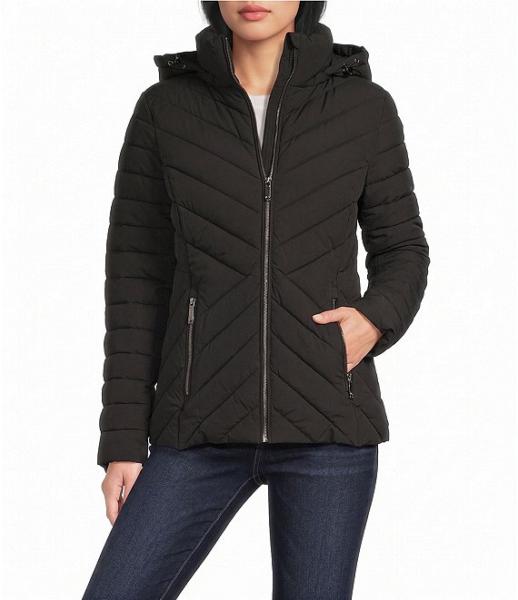 MICHAEL Michael Kors Quilted Packable Stand Collar Zip Front