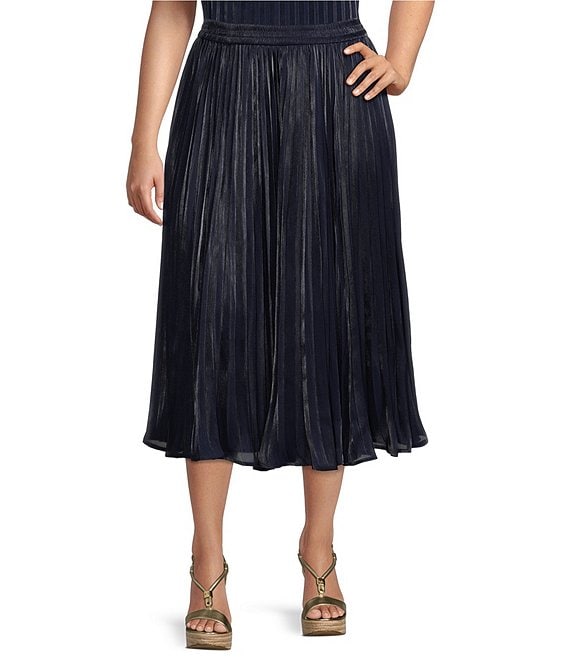 MICHAEL Michael Kors Plus Size Woven A-Line Pleated Midi Skirt