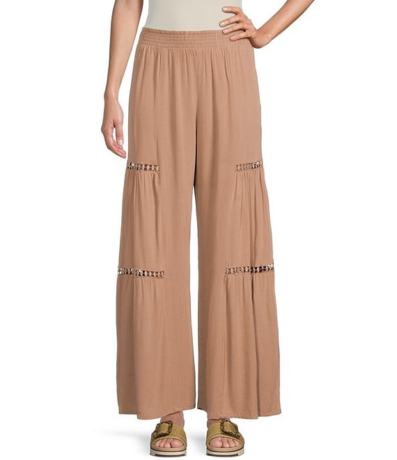 Friends Like These Ivory Petite High Waisted Wide Leg Trousers