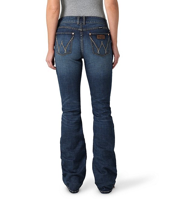 aaa♥ Mid-rise stitch flare denim Wrangler® Mid Rise