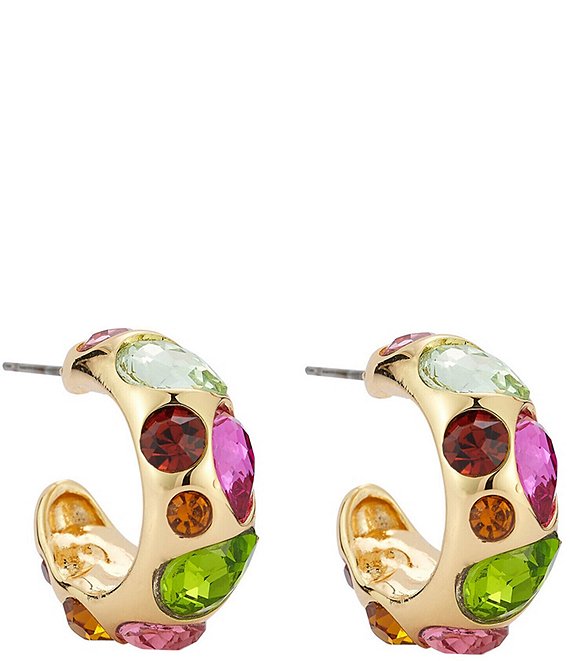 Mignonne Gavigan Cassidy Multi Color Stone Hoop Earrings, Gold/Multi - Image 1