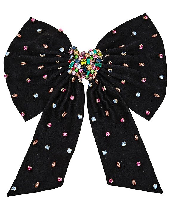 Color:Black Multi - Image 1 - Grace Crystal Bow Hairclip