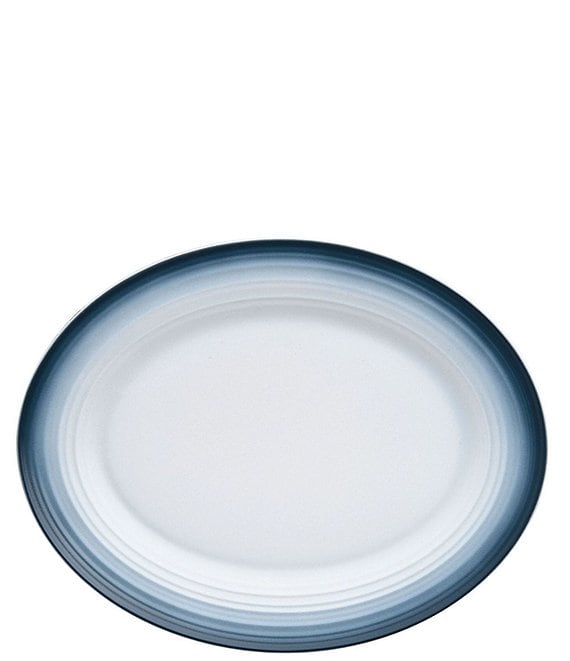 Mikasa Swirl Ombre Blue Oval Platter 13.75