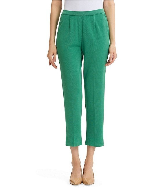 Ming Wang Knit Flat Front Straight Leg Pull-On Pants