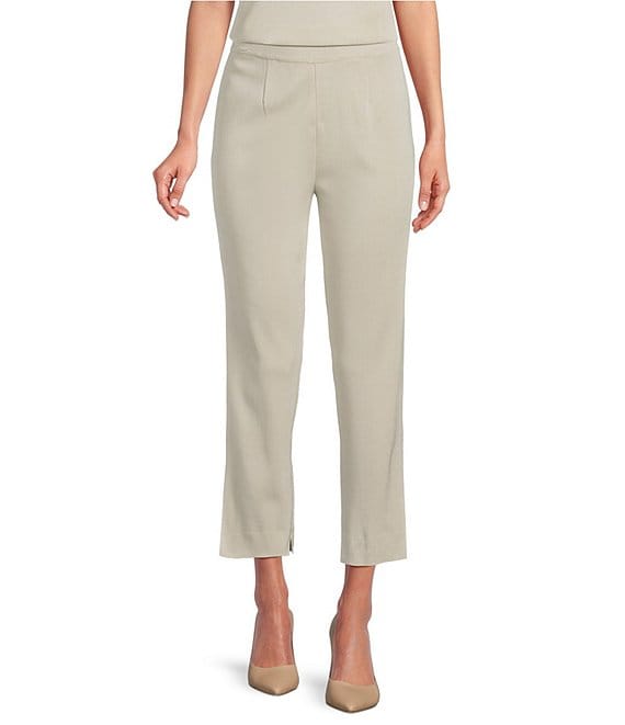 Ming Wang Knit Flat Front Straight Leg Pull-On Pants