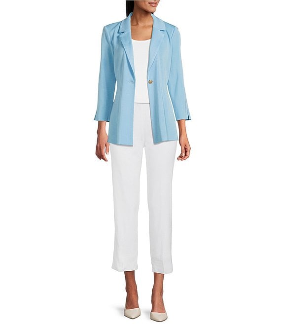 Ming Wang Ming Wang Knit Notch Lapel Bracelet Sleeve Single-Button Jacket, Serene - Image 7