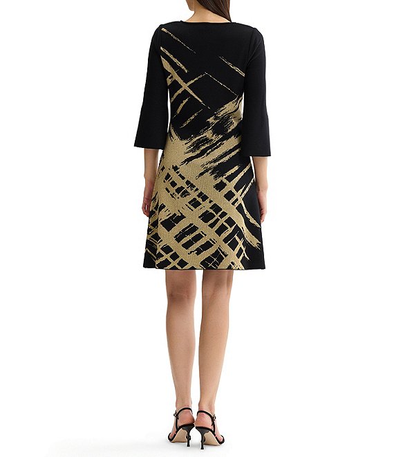 Ming Wang Lurex Shimmer Jacquard Knit A-Line Dress | Dillard's
