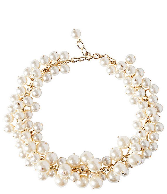 Ming Wang Multi Cluster Pearl Gold Short Necklace | Dillard's