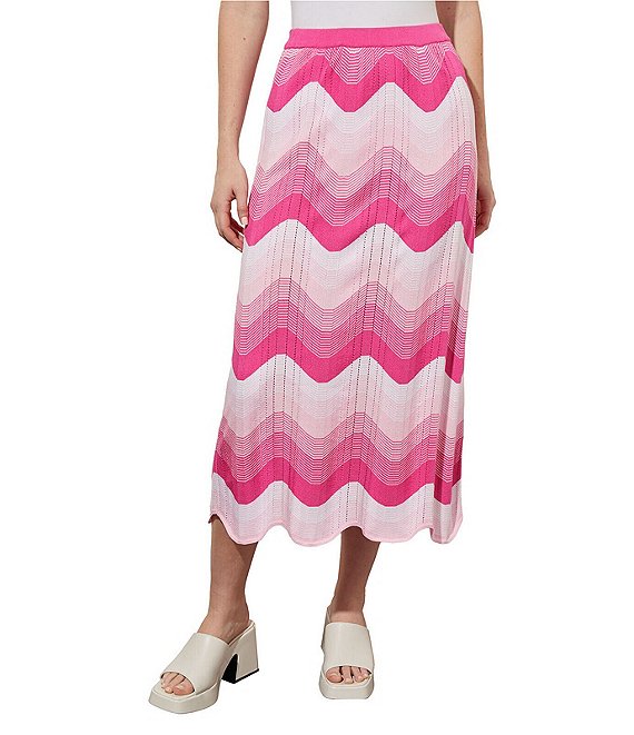 Colorblock Chevron Print Pleated Skirt | SHEIN