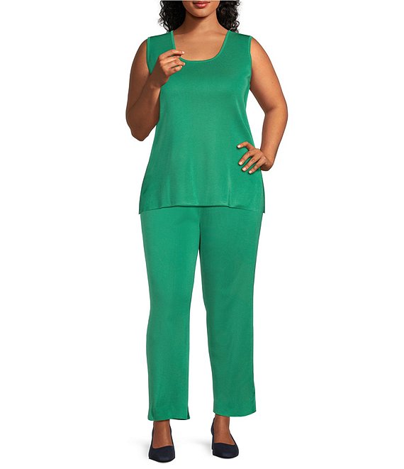 Ming Wang Plus Size Knit Pull-On Ankle Coordinating Pants