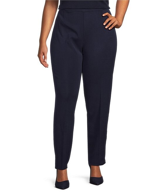 Ming Wang Plus Size Straight Leg Knit Pants | Dillard's