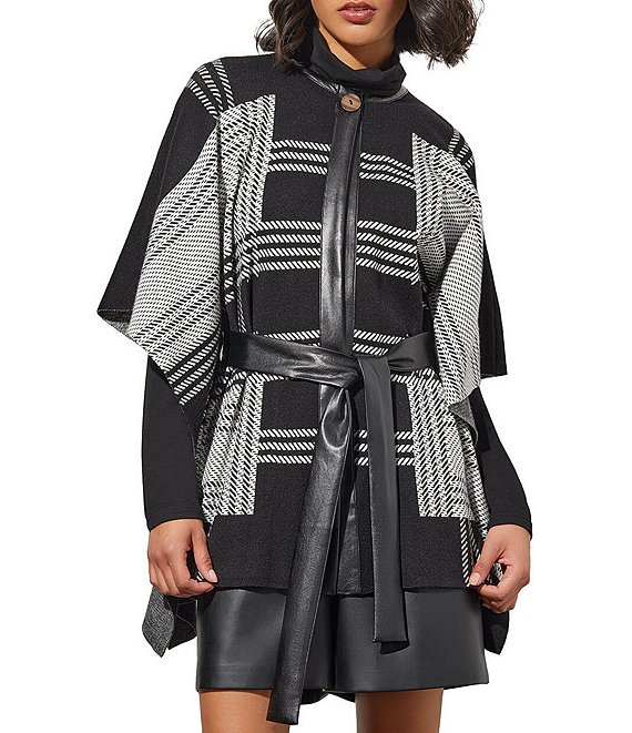 Stripe Belted Short Wrap Coat