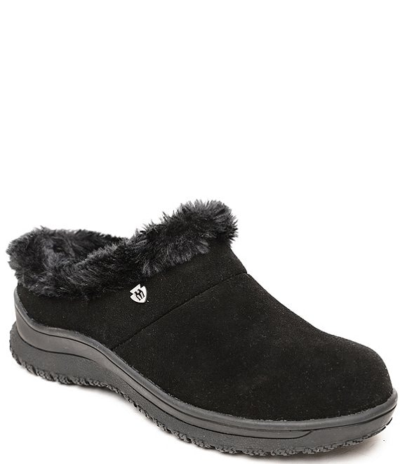 Minnetonka Emerson Suede Water Resistant Pile Lined Mules