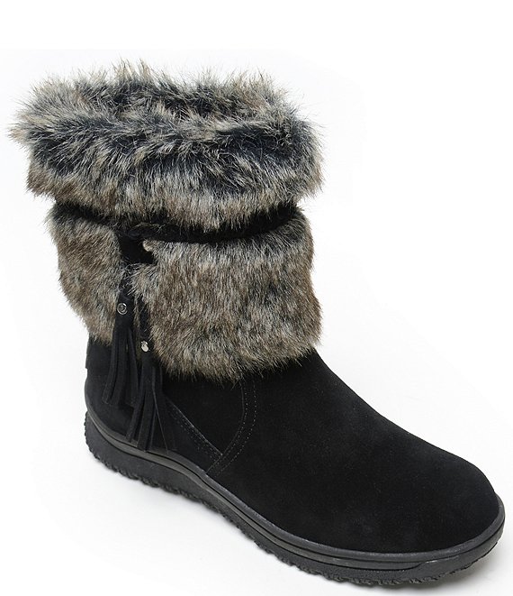 Color:Black - Image 1 - Everett Water Resistant Suede Faux Fur Cold Weather Booties