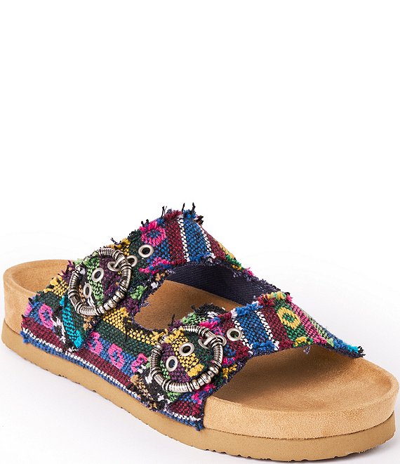 Minnetonka Georgine Shadow Geo Buckled Platform Slide Sandals