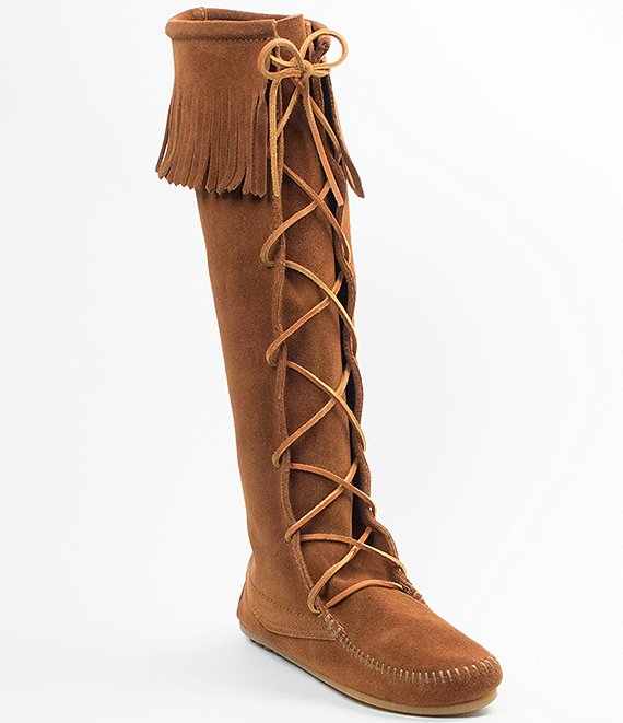 suede fringe boots womens