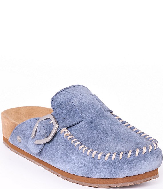 Minnetonka Suede Buckle Clogs