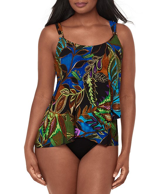 Miraclesuit Amazonia Dazzle Underwire Tankini Swim Top & Solid High Rise Bikini Swim Bottom