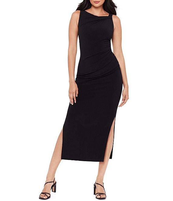 Miraclesuit Aria Solid Asymmetrical Neck Sleeveless Bodycon Dress