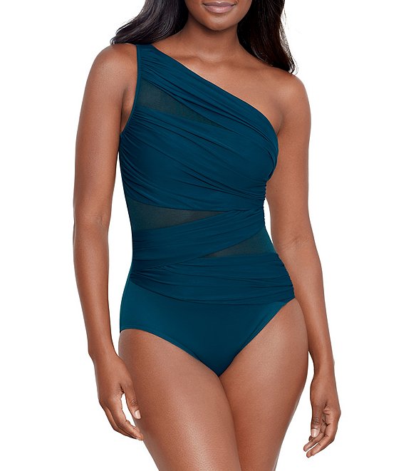 Women's Sexy One Piece Bathing Suits One Shoulder Swimsuits Slimming Mesh  Swimwear